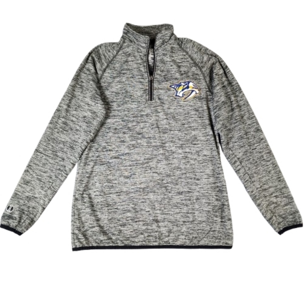Holloway Nashville Preds Gray Quarter-Zip Pullover with Logo Goal One Womens XS